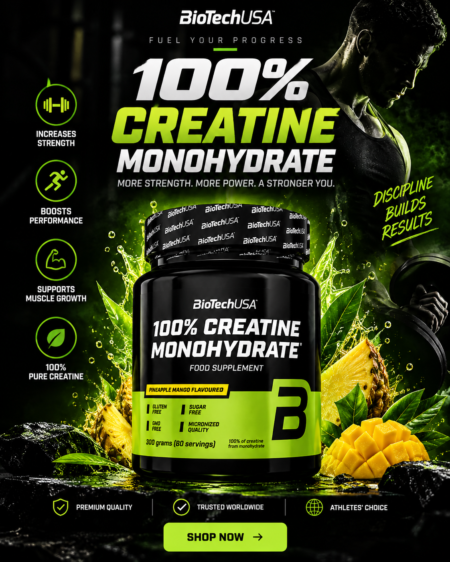BioTechUSA 100% Creatine Monohydrate 300g Pineapple Mango